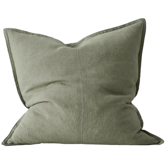 Como linen cushion cover olive 50cm