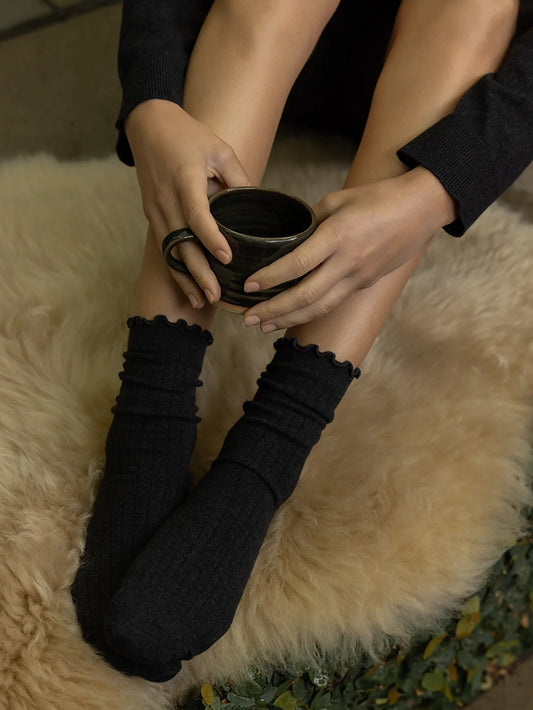 Cotton cashmere socks black