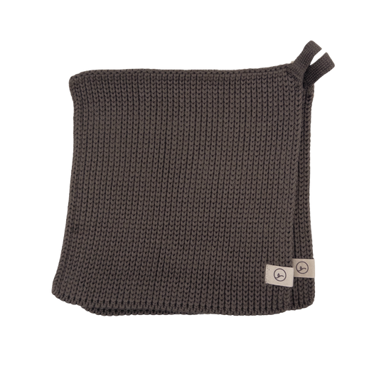Set of 2 organic cotton knitted pot holders chocolate