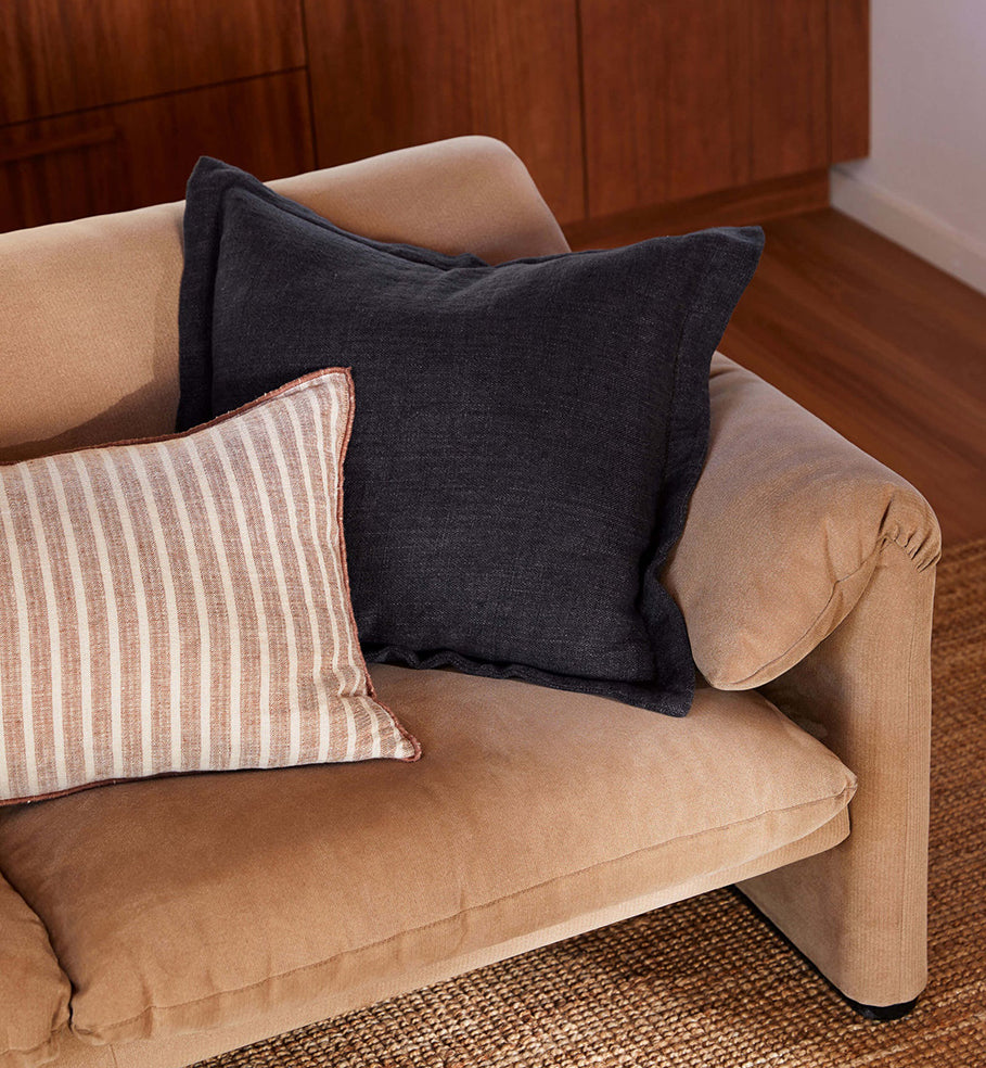 Ava linen cushion cover toffee 65 x 40cm