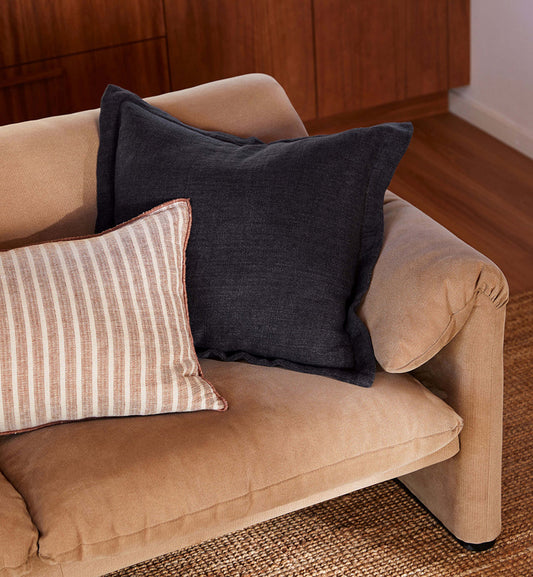Ava linen cushion cover toffee 65 x 40cm