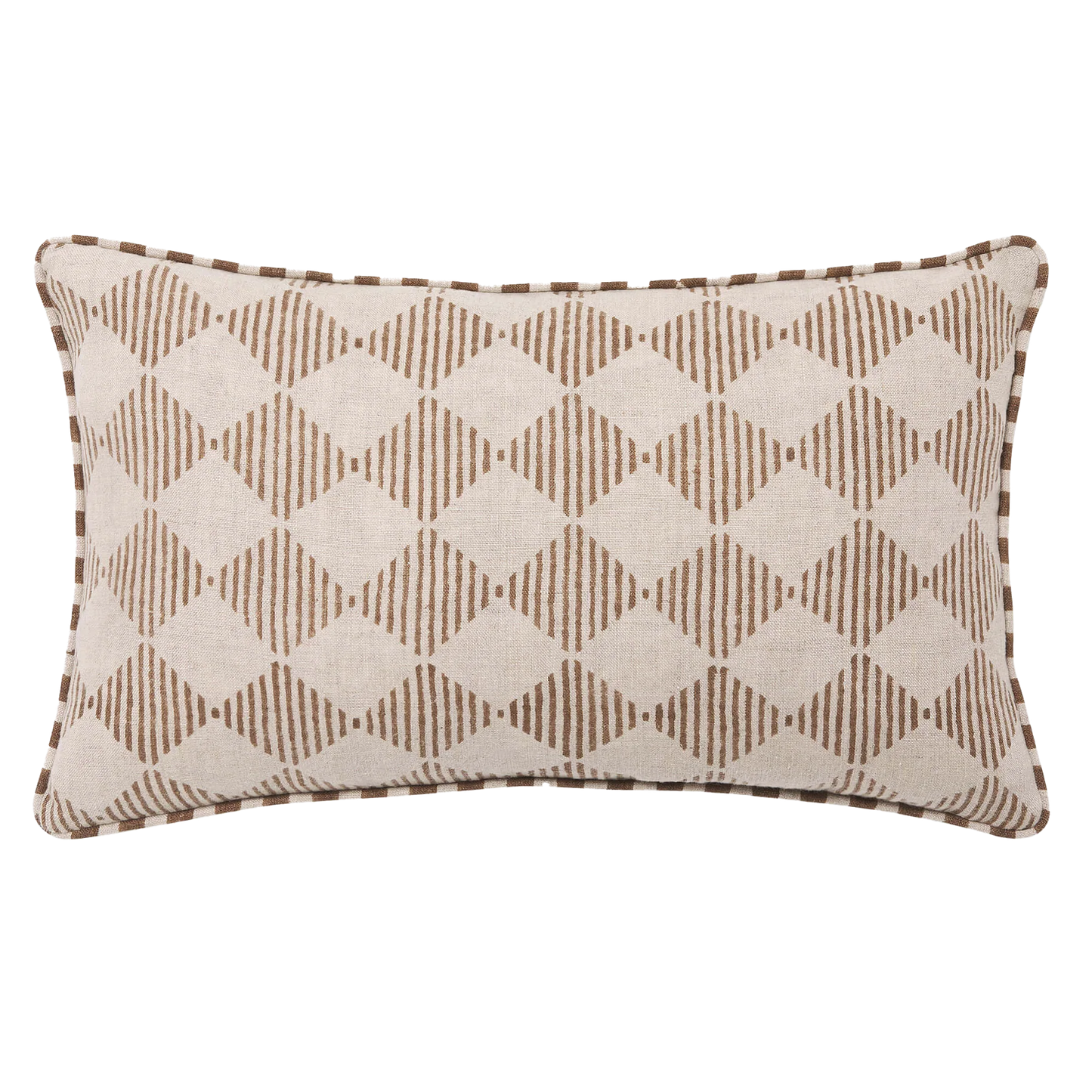 Quinn block print linen cushion cover 30 x 50cm bronze