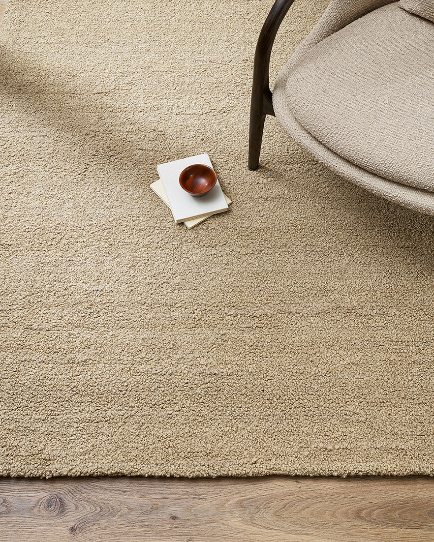 Dorset NZ wool floor rug biscuit – green with envy nz