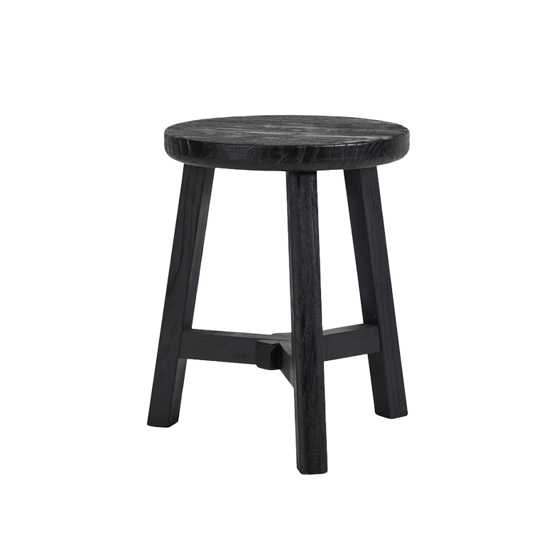 Elm wood antique stool black