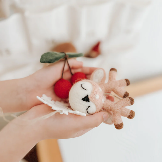 NZ wool hanging ornament cherries