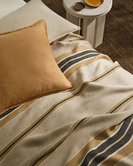 Fiore linen blend cushion cover 60 x 40cm honey