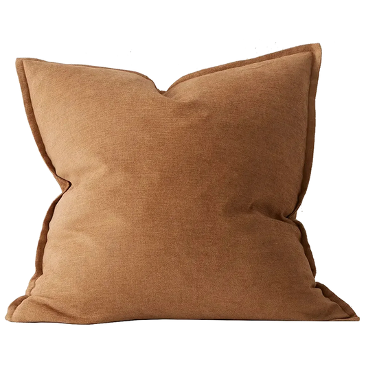 Fiore linen blend cushion cover 50cm ochre