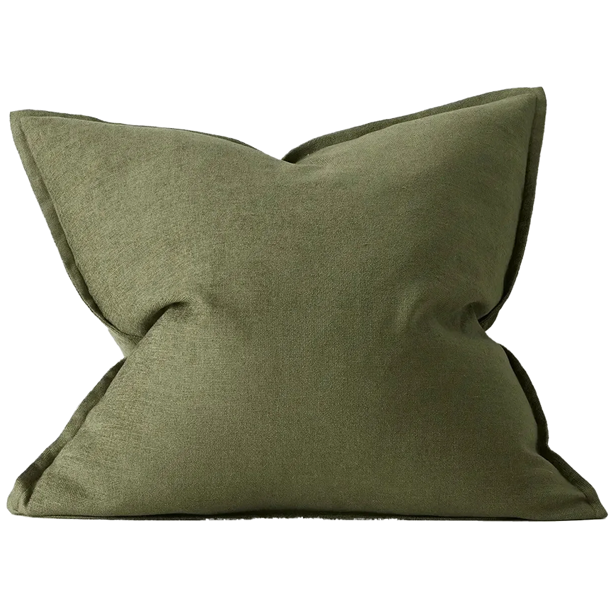 Fiore linen blend cushion cover 50cm olive