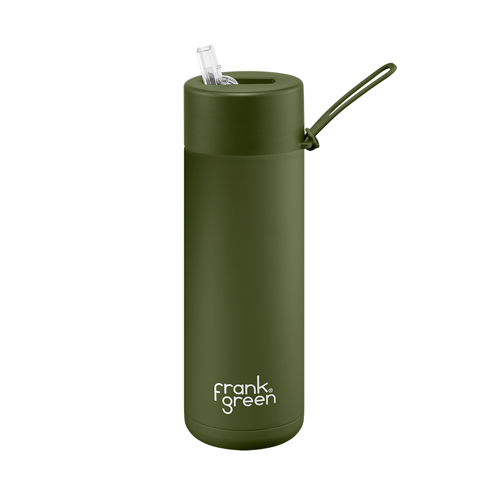 Frank Green drink bottle with straw lid 595ml khaki