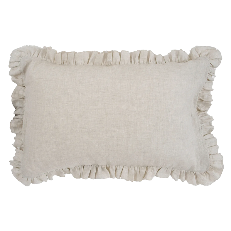 Ruffle linen pillowcase set natural