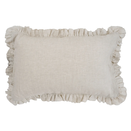 Ruffle linen pillowcase set natural