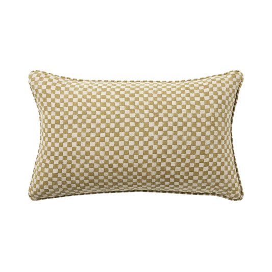 Gia block print linen cushion cover 30 x 50cm wasabi