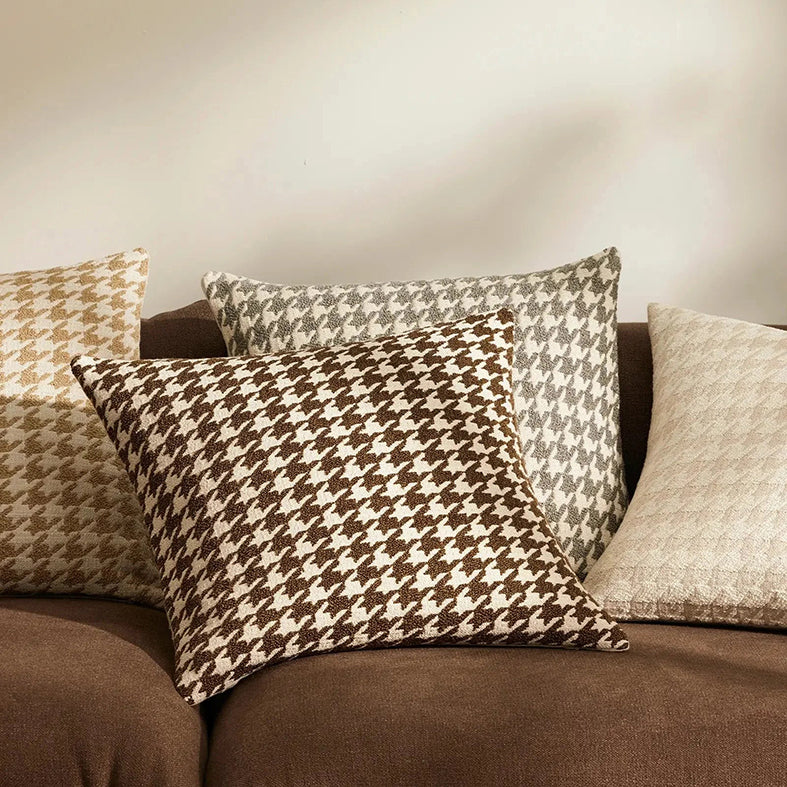 Boucle houndstooth cushion cover salt 50cm