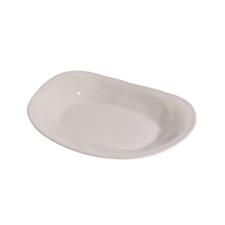 Ceramic organic shaped serving dish cashmere 28cm