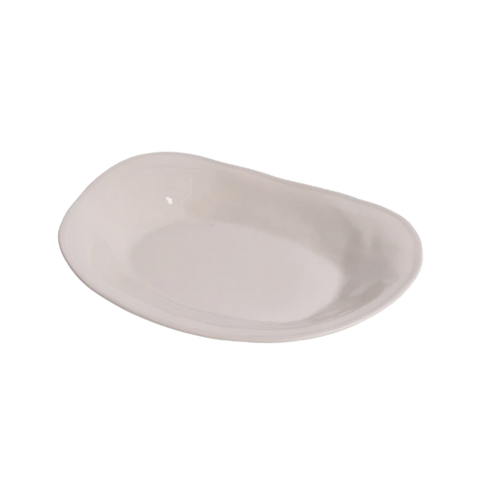 Ceramic organic shaped serving dish cashmere 28cm