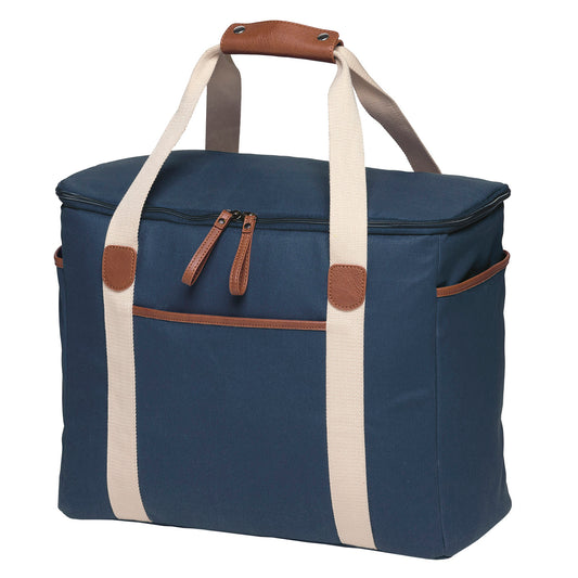 Large waxed cotton cooler bag navy 30 litre