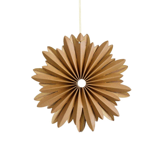 Hanging paper star ornament golden sand