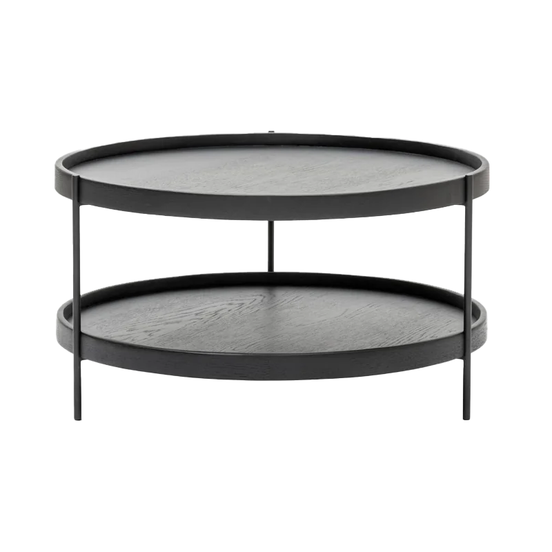 Norse two-tier oak coffee table black 69cm black