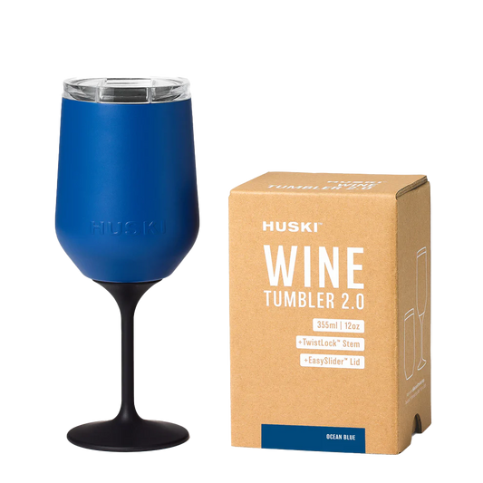 Huski stemmed wine tumbler ocean blue 355ml