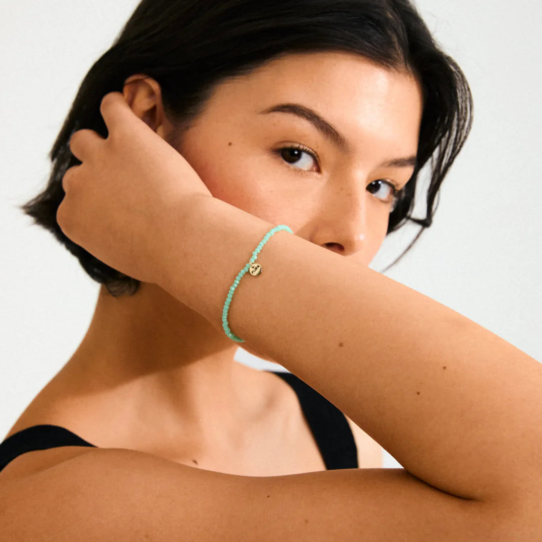 Glass bead bracelet mint green
