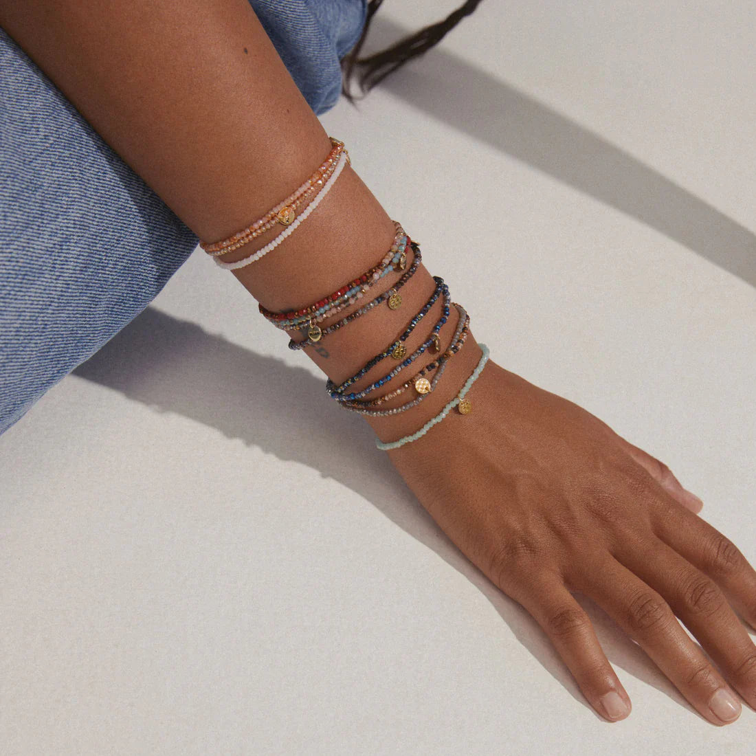 Glass bead bracelet sky blue