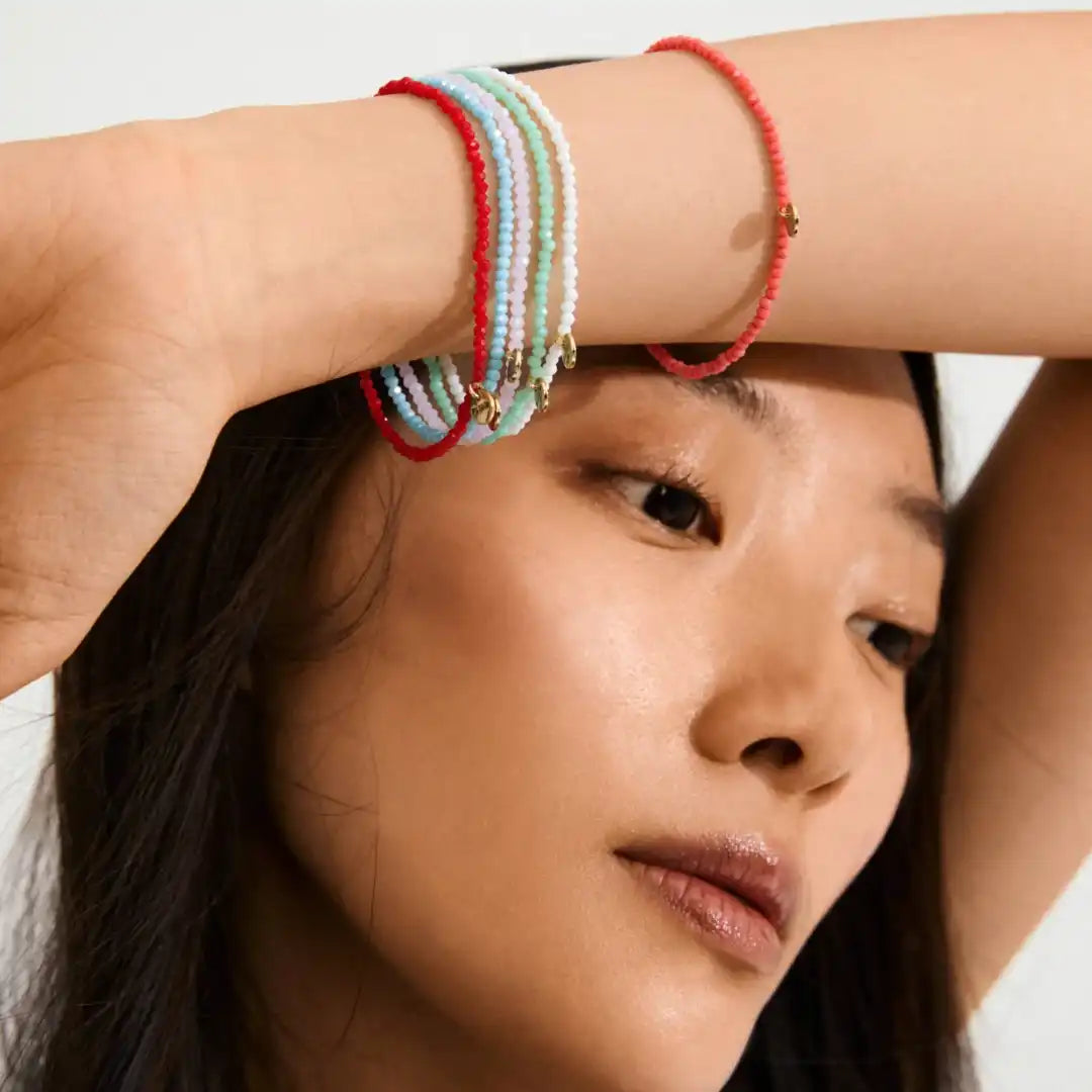 Glass bead bracelet coral