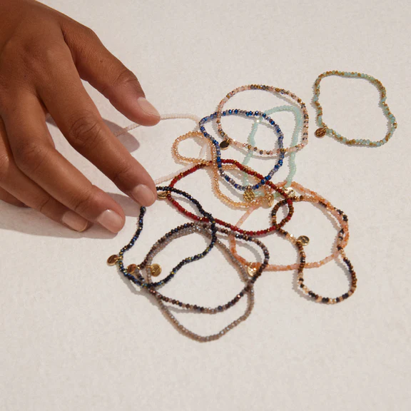 Glass bead bracelet multi rose