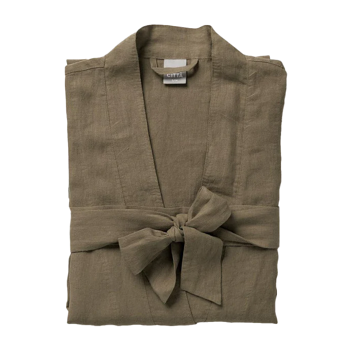 Women's linen dressing gown ivy