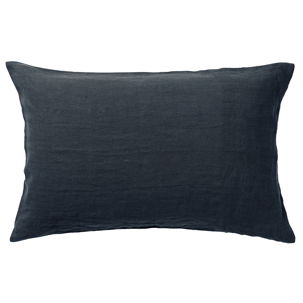 Pair of linen pillowcases blue black