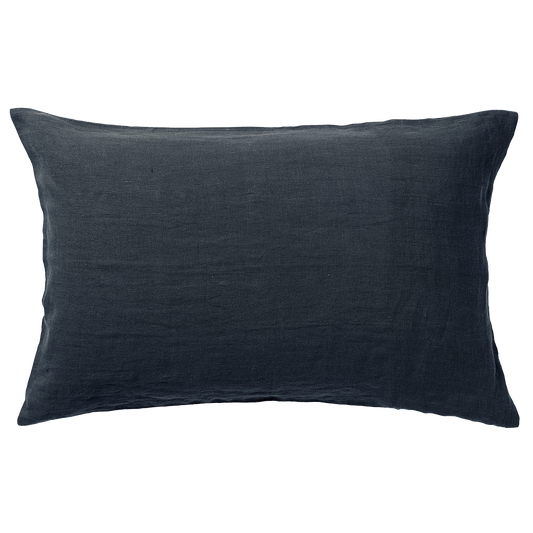 Pair of linen pillowcases blue black