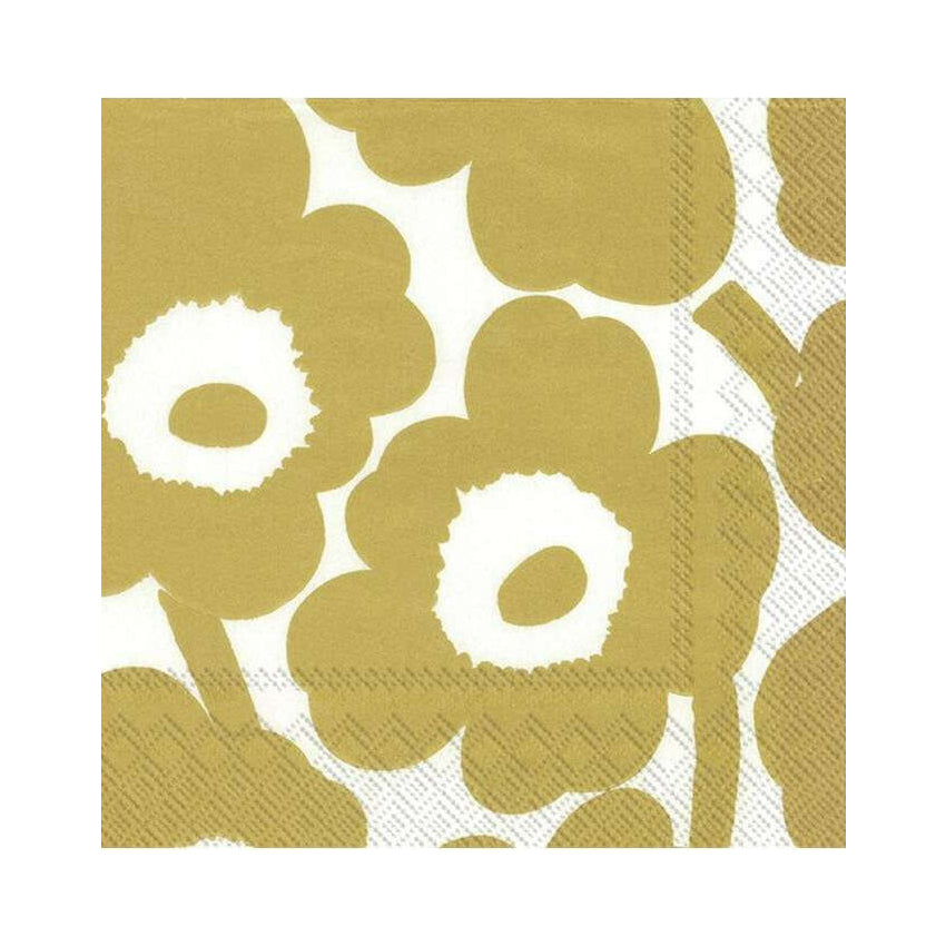 Marimekko unikko paper napkins set of 20 white gold