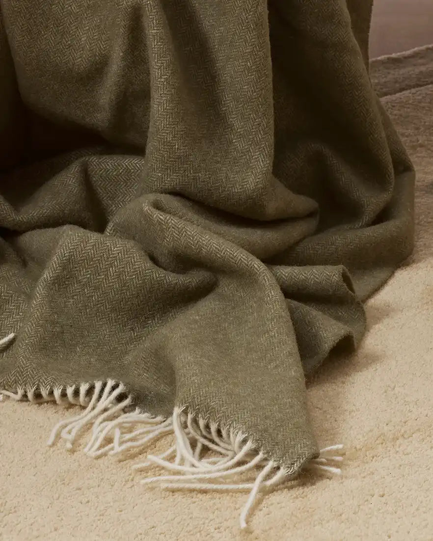 Mosman merino wool throw 140 x 200cm olive