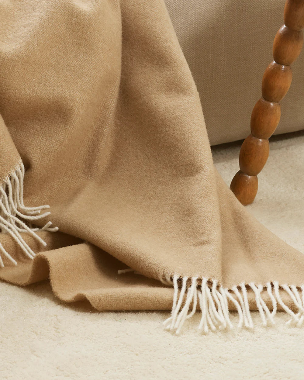 Mosman merino wool throw 140 x 200cm sand