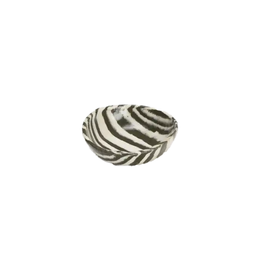 NZ made Mystery Creek mini dish 7cm olive stripe