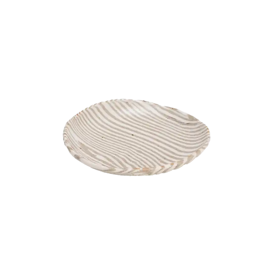 NZ made Mystery Creek small dish natural stripe 14cm