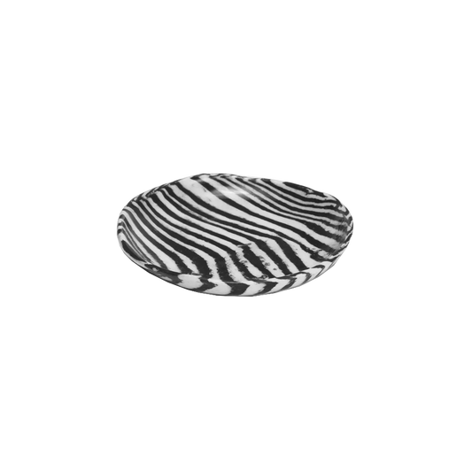 NZ made Mystery Creek small dish black stripe 13cm