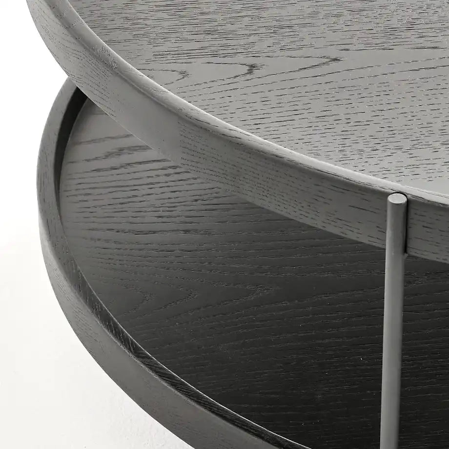 Norse two-tier oak coffee table 90cm black