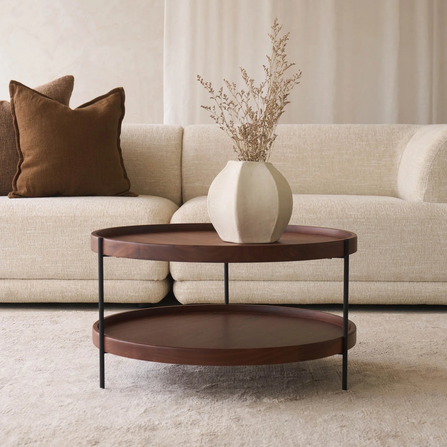 Norse two-tier oak coffee table 69cm espresso