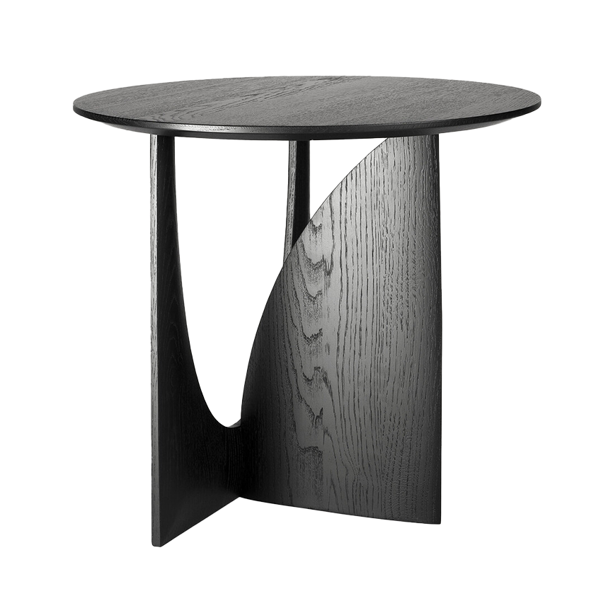 Oak geometric side table black 50cm