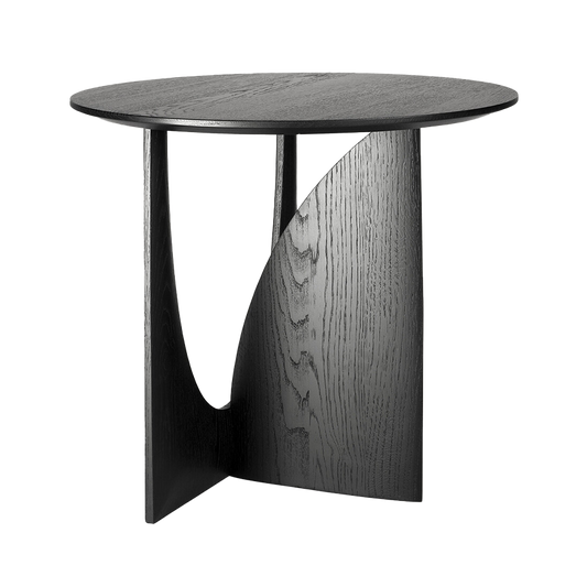 Oak geometric side table black 50cm