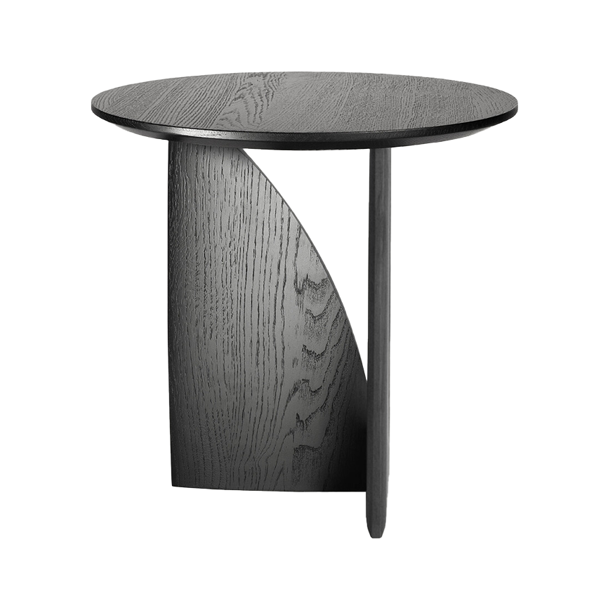 Oak geometric side table black 50cm