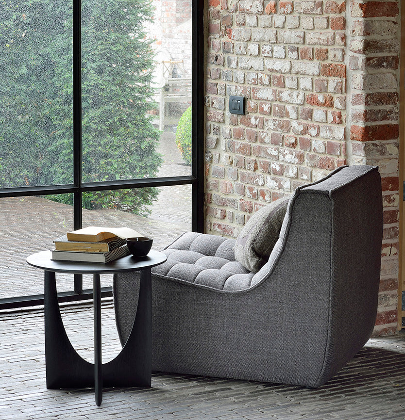 Oak geometric side table black 50cm