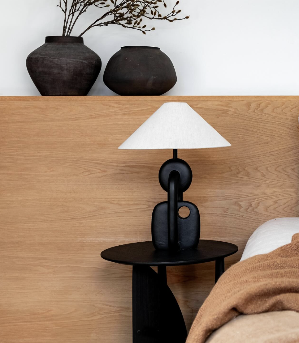 Link table lamp black with natural shade