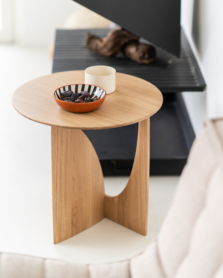 Oak geometric side table natural 50cm