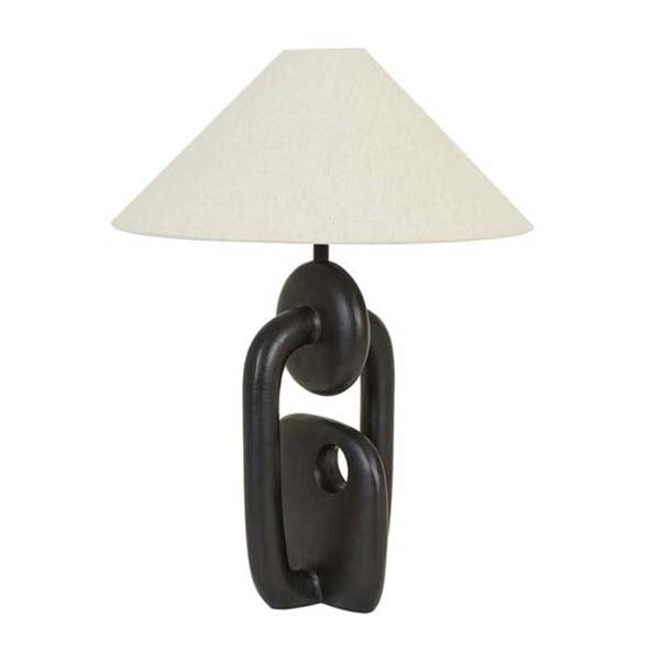 Link table lamp black with natural shade