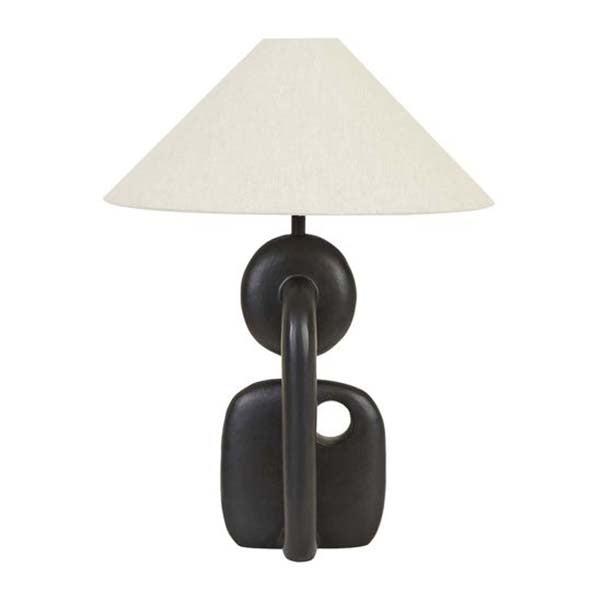 Link table lamp black with natural shade