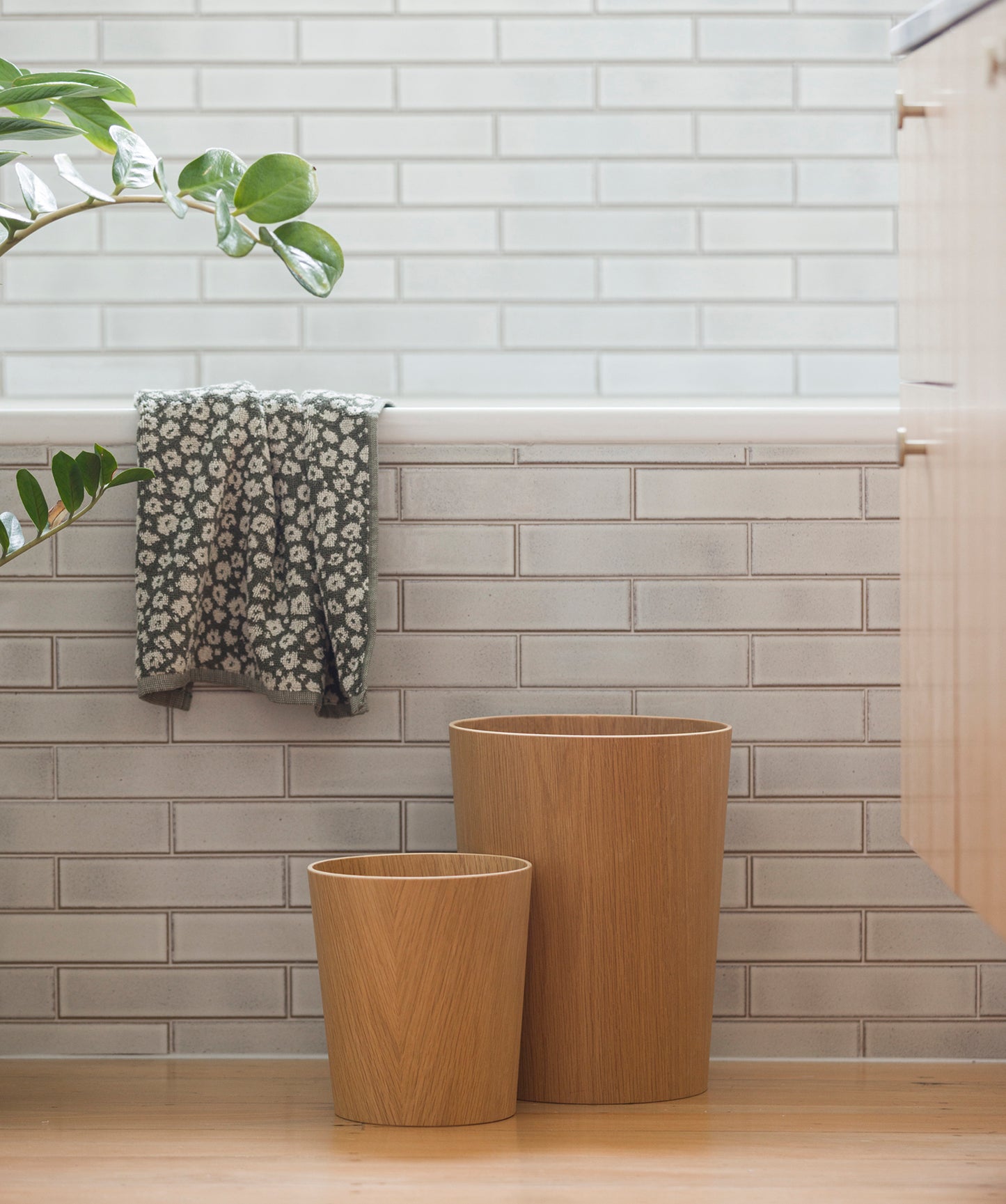 Oku oak veneer bin 30cm natural