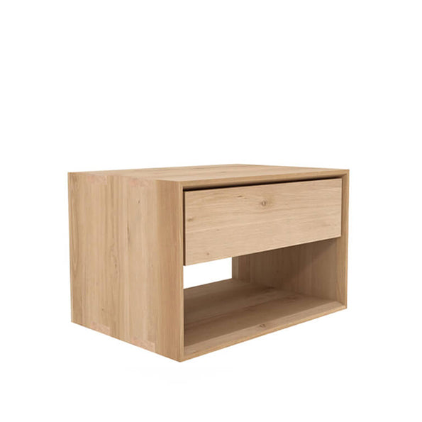Oak Nordic bedside cabinet low