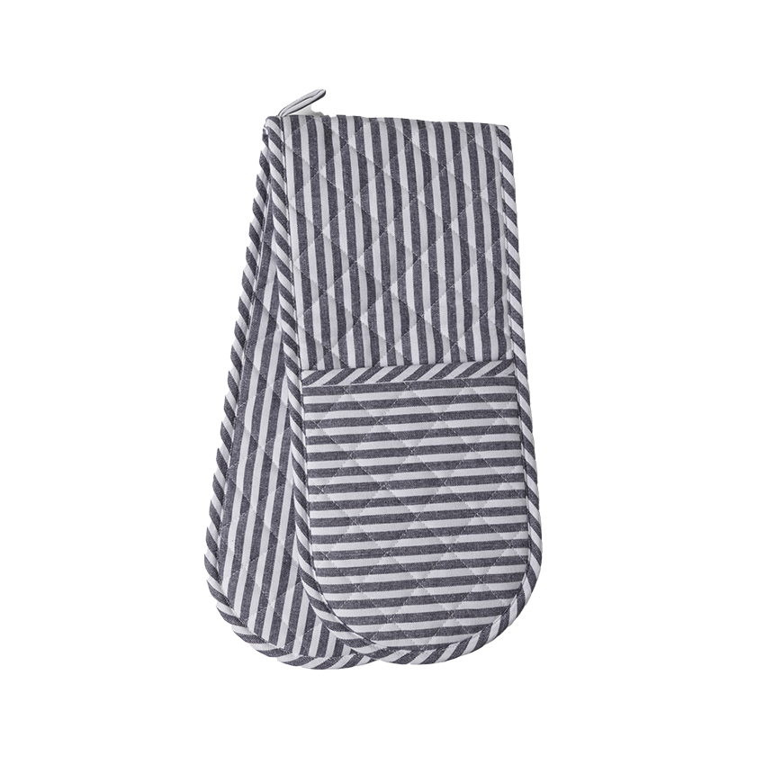Classic stripe double oven glove navy