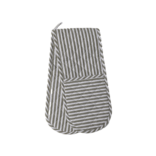 Classic stripe double oven glove olive